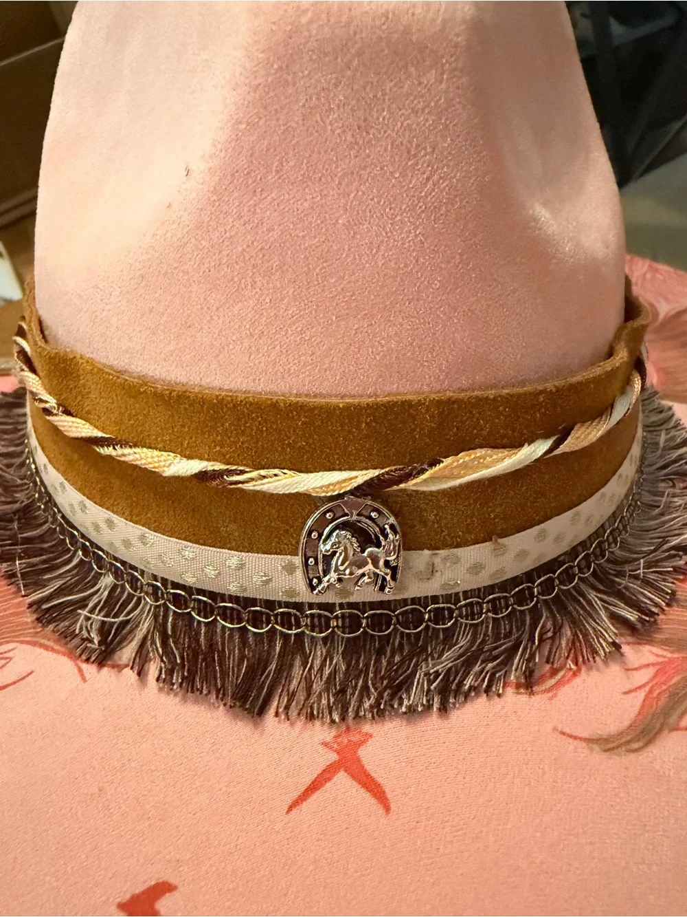 Pink Women's Felt Western Hat with Sunflower Accent